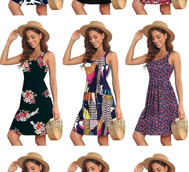 Akihoo Women Summer Casual Sleeveless Midi Plain Pleated Tank Vest Dresses S-3XL Review