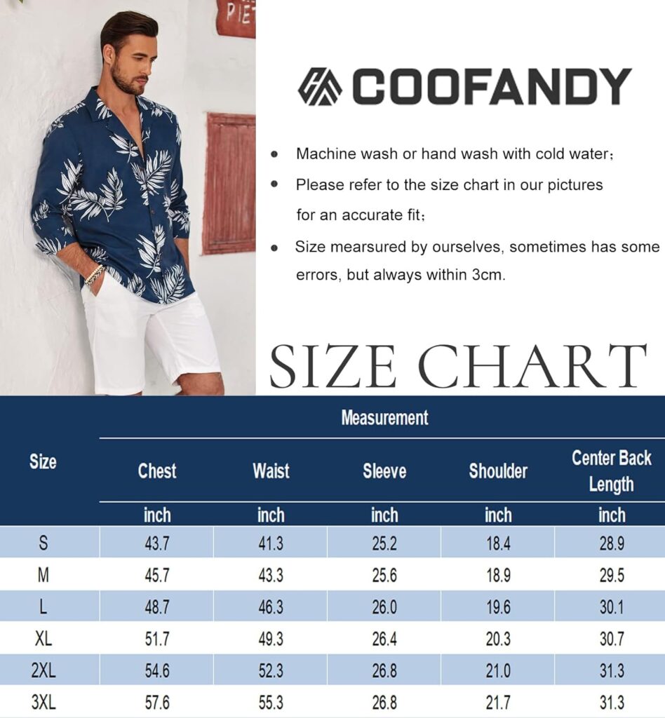 COOFANDY Mens Hawaiian Shirts Casual Button Down Floral Shirt Cuban Collar Long Sleeve Tropical Beach Shirts COOFANDY Mens Hawaiian Shirts Casual Button Down Floral Shirt Cuban Collar Long Sleeve Tropical Beach Shirts