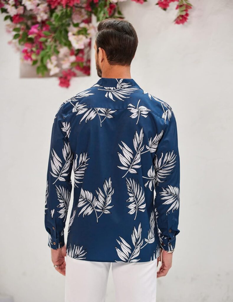 COOFANDY Mens Hawaiian Shirts Casual Button Down Floral Shirt Cuban Collar Long Sleeve Tropical Beach Shirts COOFANDY Mens Hawaiian Shirts Casual Button Down Floral Shirt Cuban Collar Long Sleeve Tropical Beach Shirts