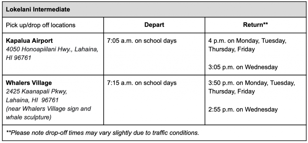 HIDOE bus service for Lahainaluna High students to Kūlanihākoʻi High to begin on Sept. 14