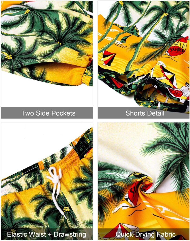J.VER Mens Hawaiian Shirts Casual Button Down Short Sleeve Shirts Set Printed Shorts Beach Tropical Hawaii Suits