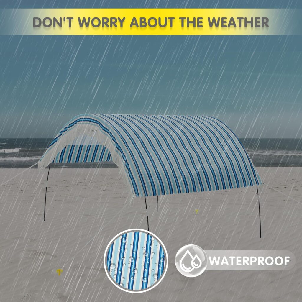 Magiea Beach Sun Shade Canopy UV50+, Beach Tent Pop Up Shade with Portable Bag, Ground Pegs, Stability Poles, 5×7FT Beach Shade Canopy Wind Sail Waterproof Beach Tent Sun Shelter Set up in 5 Minutes