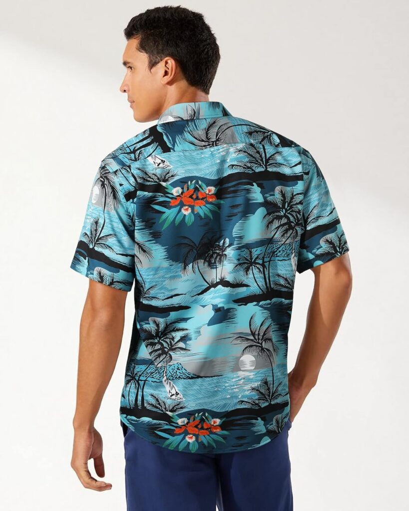Mens Short Sleeve Hawaiian Shirts Casual Floral Button Down Tropical Shirt Summer Holiday Beach Aloha Hawaii Shirt…