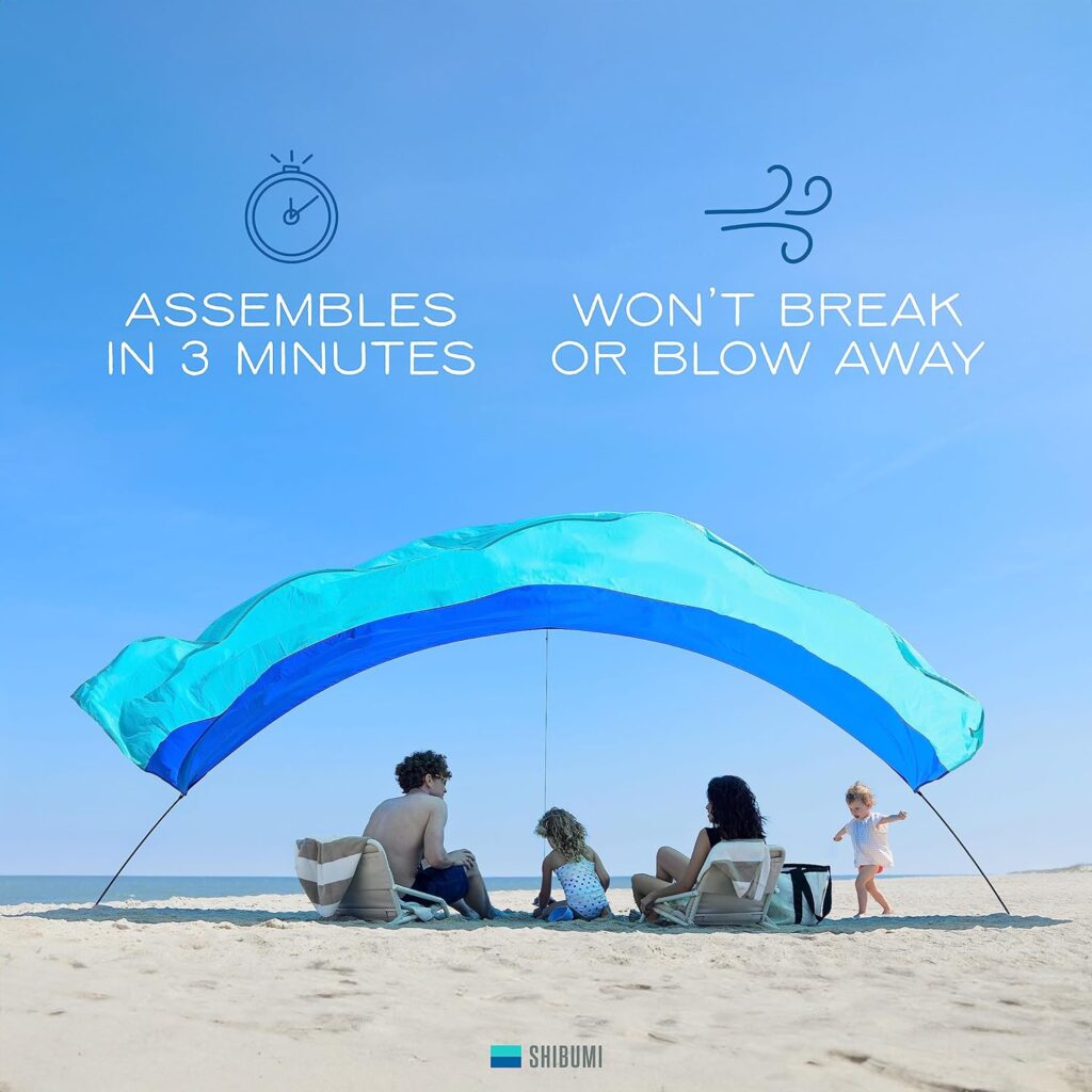 Shibumi Shade®, Worlds Best Beach Shade, The Original Wind-Powered® Beach Canopy, Provides 150 Sq. Ft. of Shade, Compact  Easy to Carry, Sets up in 3 Minutes, Designed  Sewn in America