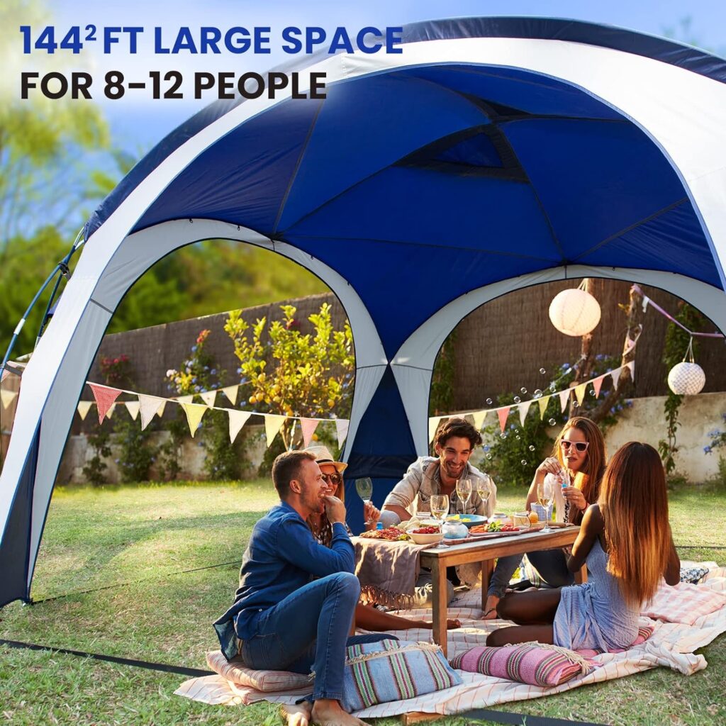 UNICAMPER Beach Tent 12 X 12ft Large UPF50+ Pop Up Canopy with 2-Pcs Side Wall, Sun Shelter Rainproof, Waterproof for Camping Trips, Backyard Fun, Fishing, Parties, Or Picnics(Ocean Blue) UNICAMPER Beach Tent 12 X 12ft Large UPF50+ Pop Up Canopy with 2-Pcs Side Wall, Sun Shelter Rainproof, Waterproof for Camping Trips, Backyard Fun, Fishing, Parties, Or Picnics(Ocean Blue)