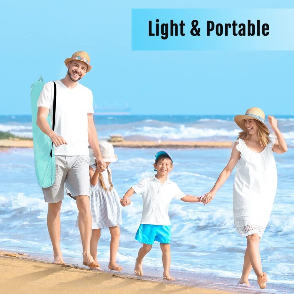 WhiteFang Deluxe XL Pop Up Beach Tent Sun Shade Shelter for 3-4 Person, UV Protection, Extendable Floor with 3 Ventilating Windows Plus Carrying Bag, Stakes, and Guy Lines