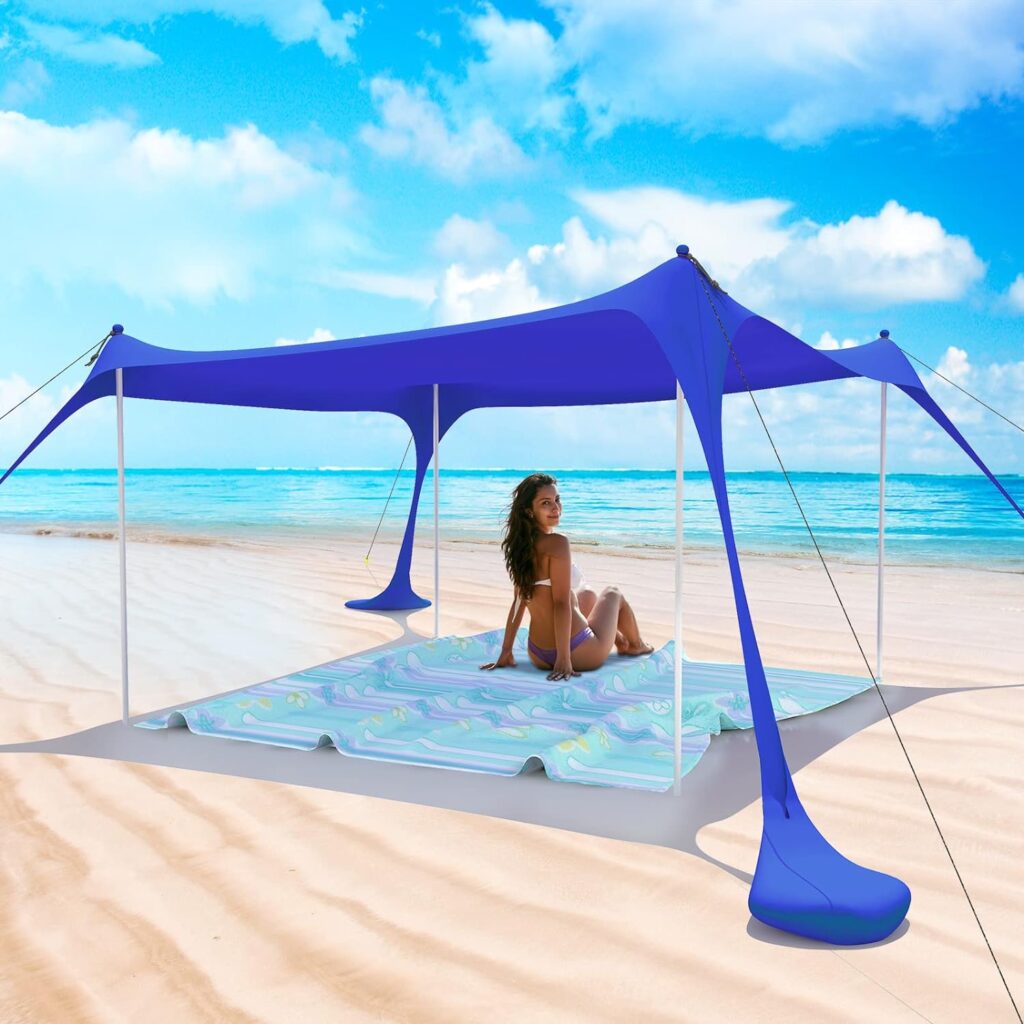 Zeepair Beach Tent Pop Up Shade Canopy Sun Shelter UPF50+ with 2 Stability Poles/Carry Bag/Ground Pegs/Sand Shovel/Windproof Ropes Portable Outdoor Family Sunshade for Beach Camping (Navy Blue, 7×7FT) Zeepair Beach Tent Pop Up Shade Canopy Sun Shelter UPF50+ with 2 Stability Poles/Carry Bag/Ground Pegs/Sand Shovel/Windproof Ropes Portable Outdoor Family Sunshade for Beach Camping (Navy Blue, 7×7FT)