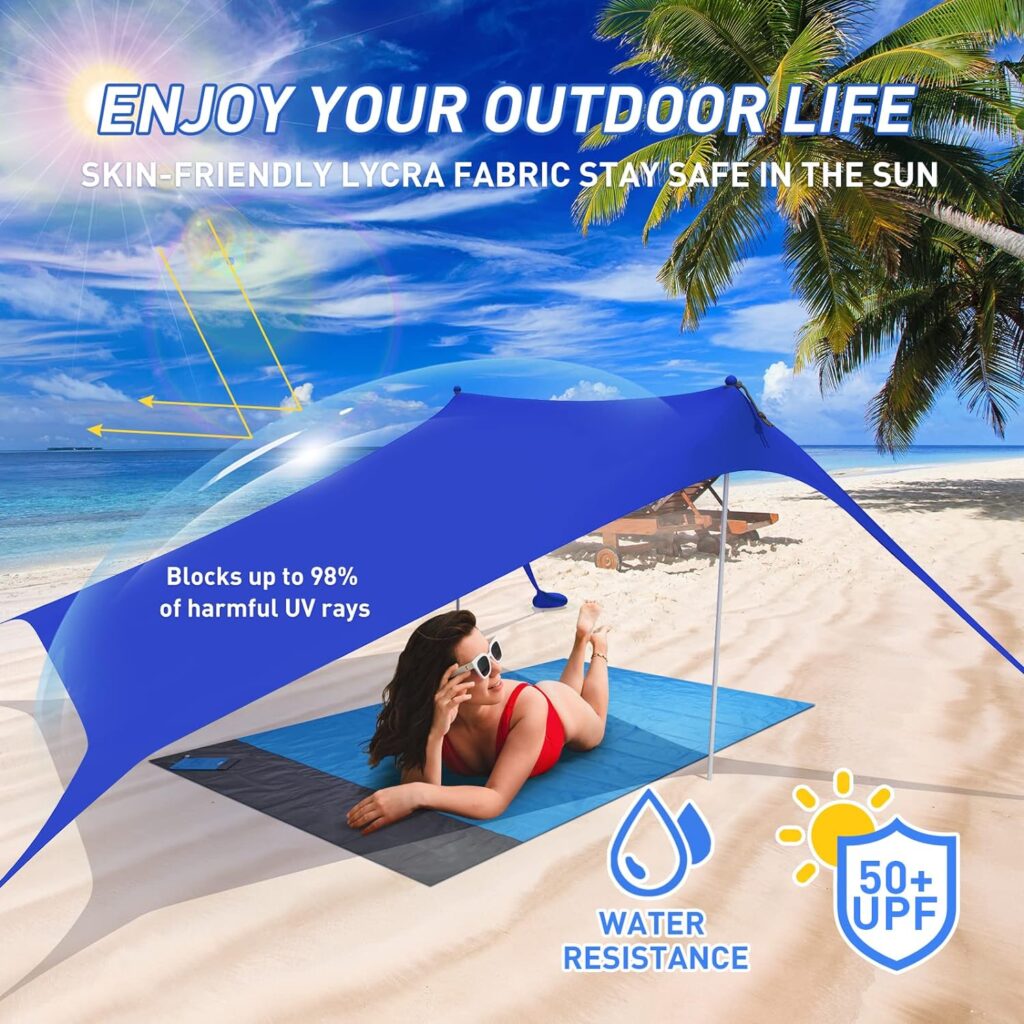 Zeepair Beach Tent Pop Up Shade Canopy Sun Shelter UPF50+ with 2 Stability Poles/Carry Bag/Ground Pegs/Sand Shovel/Windproof Ropes Portable Outdoor Family Sunshade for Beach Camping (Navy Blue, 7×7FT) Zeepair Beach Tent Pop Up Shade Canopy Sun Shelter UPF50+ with 2 Stability Poles/Carry Bag/Ground Pegs/Sand Shovel/Windproof Ropes Portable Outdoor Family Sunshade for Beach Camping (Navy Blue, 7×7FT)