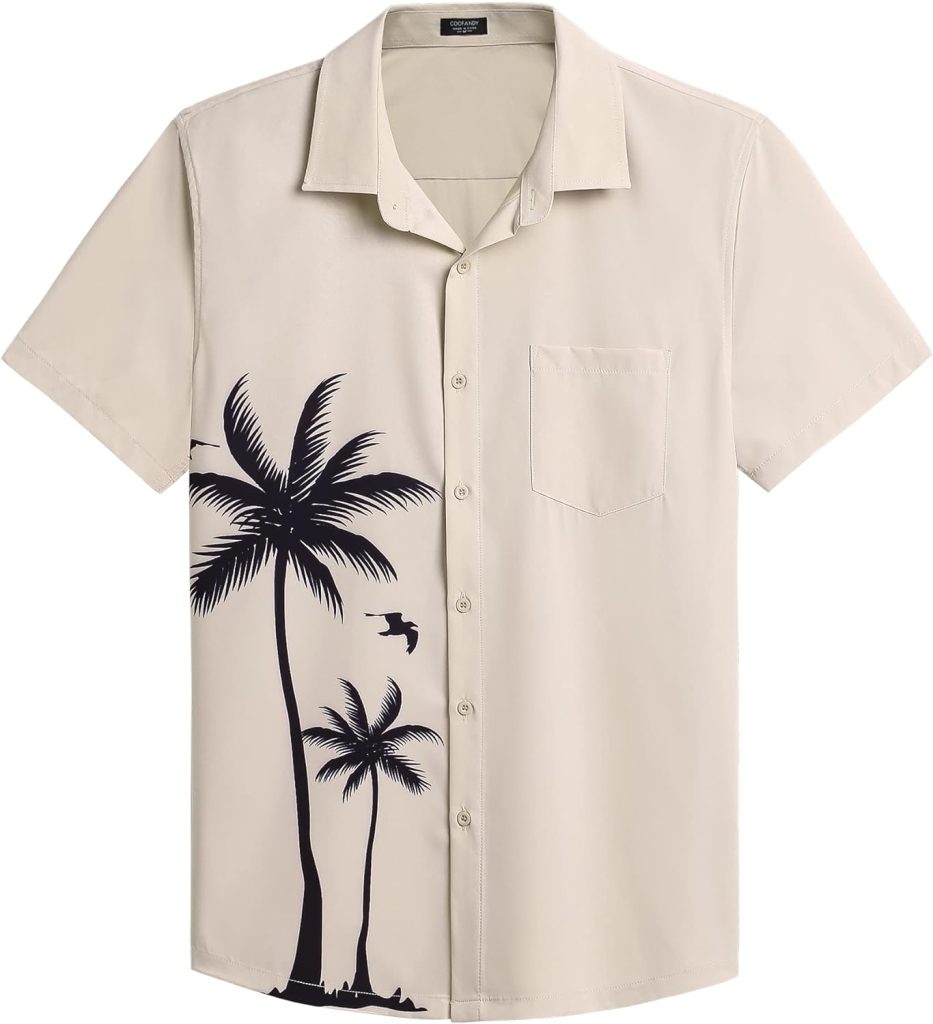 COOFANDY Mens Hawaiian Tropical Shirts Short Sleeve Button Down Summer Beach Shirt with Pocket