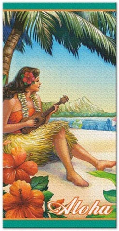 Hawaiian Beach Towel Vintage Hula Girl Design