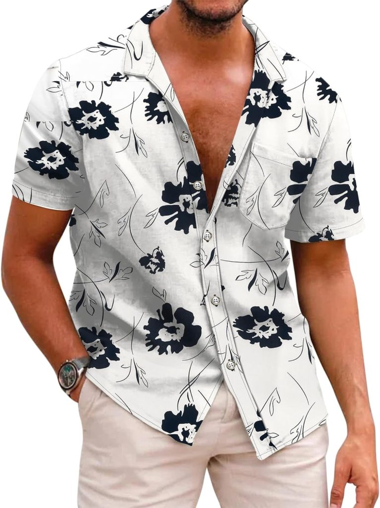 COOFANDY Mens Hawaiian Shirts Short Sleeve Casual Button Down Tropical Beach Shirt COOFANDY Mens Hawaiian Shirts Short Sleeve Casual Button Down Tropical Beach Shirt