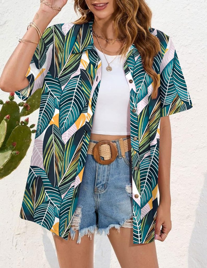LILYCHIC Womens Summer Soft Button Down Hawaiian Shirts Short Sleeve LILYCHIC Womens Summer Soft Button Down Hawaiian Shirts Short Sleeve