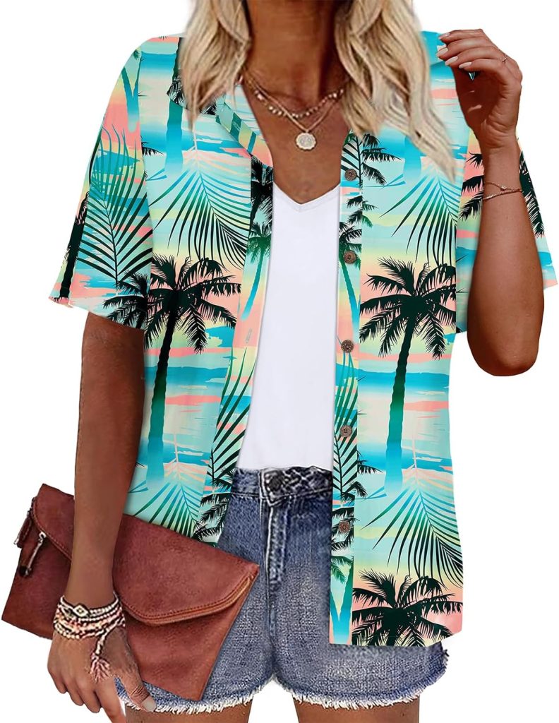 LILYCHIC Womens Summer Soft Button Down Hawaiian Shirts Short Sleeve LILYCHIC Womens Summer Soft Button Down Hawaiian Shirts Short Sleeve